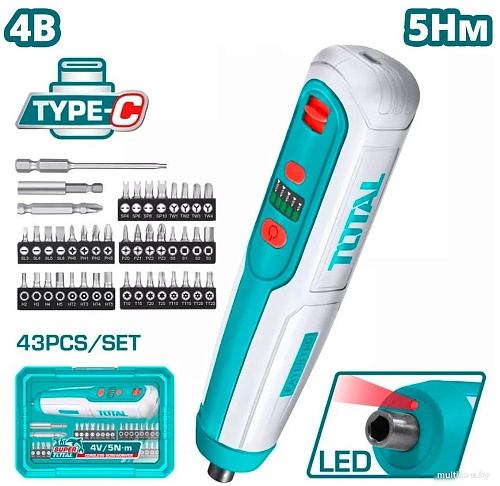 Электроотвертка Total TSDLI04062 (с АКБ, кейс)