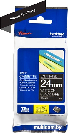 Картридж-лента для термопринтера Brother TZe-355 (24 мм, 8 м)