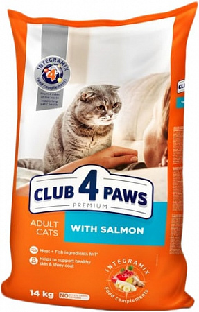 Корм для кошек Club 4 Paws Premium с лососем 14 кг