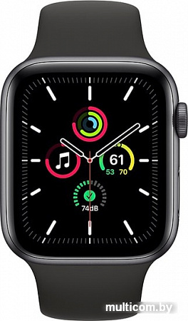 Умные часы Apple Watch SE 44 мм (алюминий серый космос/черный спортивный)