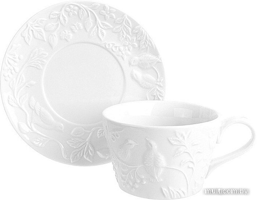 Чашка с блюдцем Elan Gallery Птички на ветке 540198