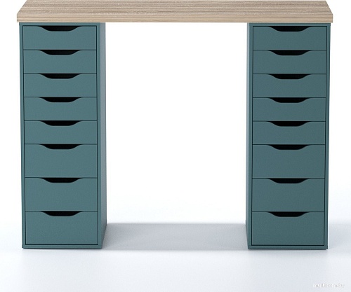 Офисный стол Mio Tesoro Ингар 2/88 (дуб беленый/серо-бирюзовый)