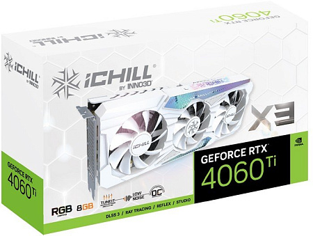 Видеокарта Inno3D GeForce RTX 4060 Ti 8GB iChill X3 White C406T3-08D6X-17113280