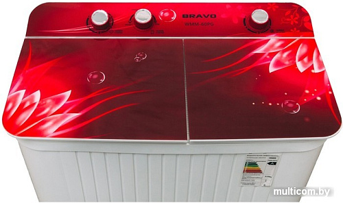 Активаторная стиральная машина Bravo WMM-60PG (бордовые цветы)
