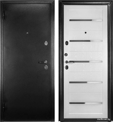 Металлическая дверь Guard Царга MG60 97х205 левая (черное серебро/белый ясень)