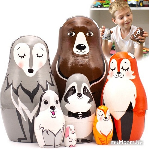 Развивающая игра Брестская Фабрика Сувениров Матрешка Милые лесные животные (набор 7 шт)