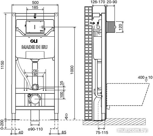 Инсталляция для унитаза OLI OLI120 Plus Механика OLIpure (Fresh) [152972]