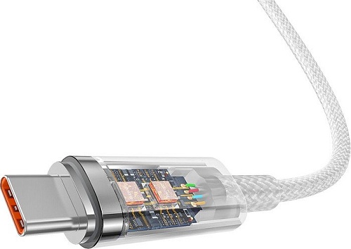 Кабель Baseus Explorer Series Fast Charging Cable Auto Power-Off For Overheating 100W USB Type-C - USB Type-C (1 м, белый)