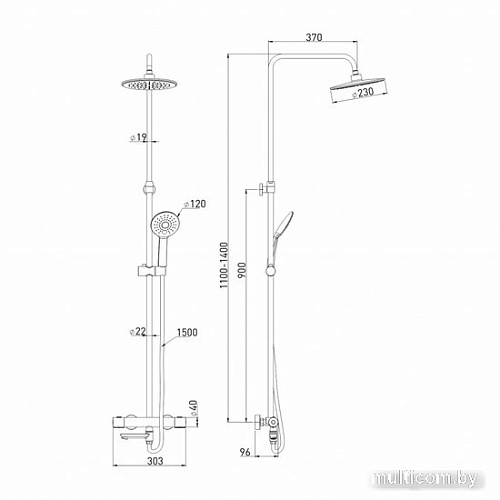 Душевая система Gross Aqua Thermofix Space GA9014SMTD05