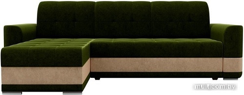 Угловой диван Mebelico Честер 61114 (левый, вельвет, зеленый/бежевый)