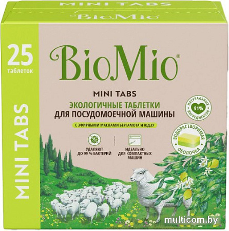 Таблетки для посудомоечной машины BioMio С маслами бергамота и юдзу (25 шт)