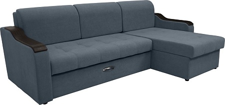 Диван Сириус Лидер-3 с оттоманкой ППУ 260x165 (Eva 10 велюр серый)