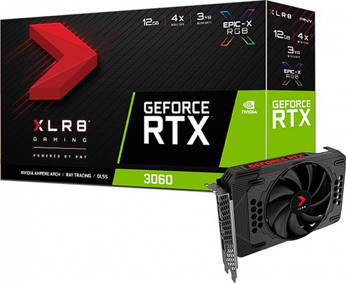 Видеокарта PNY GeForce RTX 3060 XLR8 Revel Epic-X RGB Single Fan 12GB GDDR6