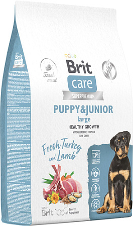 Сухой корм для собак Brit Dog Puppy&Junior Large Healthy Growth с индейкой и ягненком 12 кг