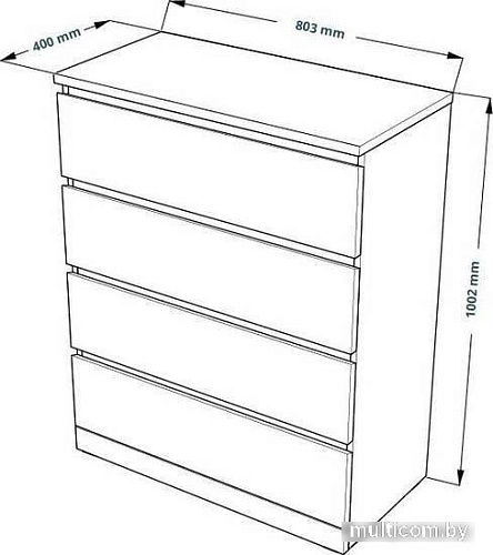 Комод Mio Tesoro Варма 4 (шпон дуб, беленый)