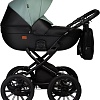 Универсальная коляска Indigo Mio ECO Plus 14&amp;quot; (2 в 1, 05/черная кожа+шалфей кожа)