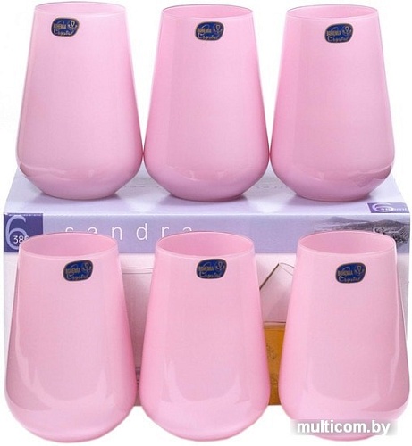 Набор стаканов для воды и напитков Bohemia Crystal Sandra Pink 23013/D5123/380