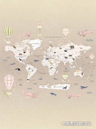 Фотообои Vimala Познавательная карта мира 4 270x200