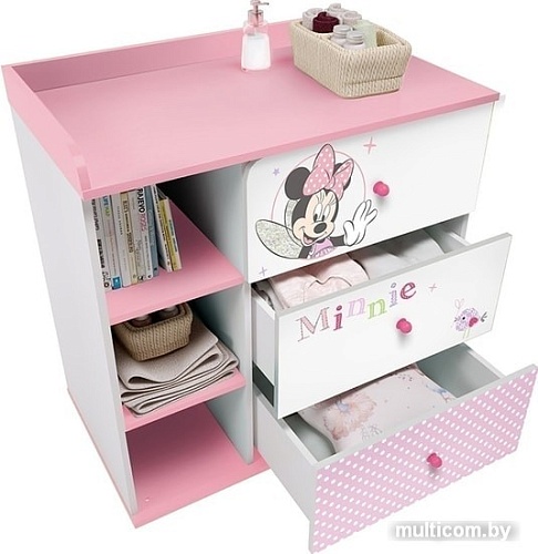 Детский комод Polini Kids Disney baby 5090 Минни Маус-Фея (белый/розовый)