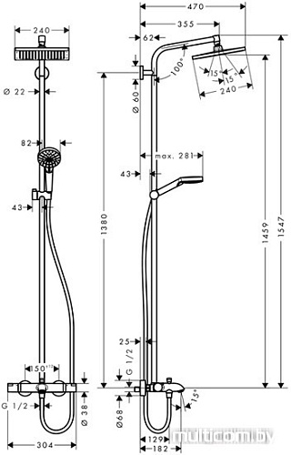 Душевая система Hansgrohe Crometta E 240 1jet Showerpipe [27298000]