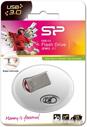 USB Flash Silicon-Power Jewel J01 Silver/Red 8GB (SP008GBUF3J01V1R)