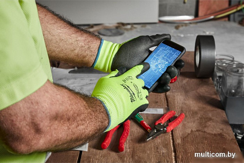 Перчатки хозяйственные Milwaukee Hi-Vis Cut level 2/B 9/L 4932479923