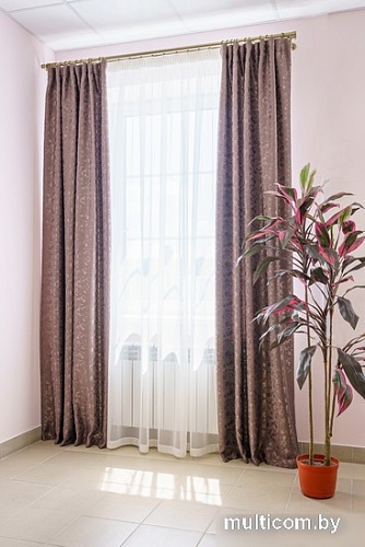 Комплект штор Decoretto Штукатурка Строгий ШСК-K12 4.25x2.7 м (коричневый, 2 шт)