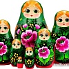 Развивающая игра Брестская Матрешка В зеленом платке и сарафане с розами (набор 7 шт)