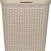 Корзина ВиолетПласт для белья 40 л с крышкой Ротанг (латте)
