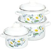 Набор кастрюль Лысьвенские эмали Ромашковое поле С-007АП2/4