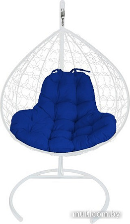 Подвесное кресло M-Group XL 11120110 (белый ротанг/синяя подушка)