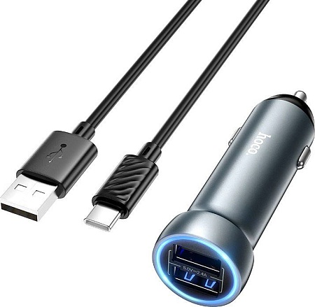 Автомобильное зарядное Hoco Z54 USB Type-C (металлик)