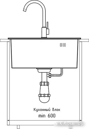 Кухонная мойка GranFest Metal нержавеющая сталь AISI 304 PVD GF-5050 Графит (с сифоном)