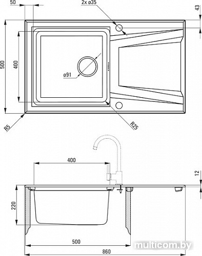 Кухонная мойка Deante Prime ZSR A113 (алебастр)