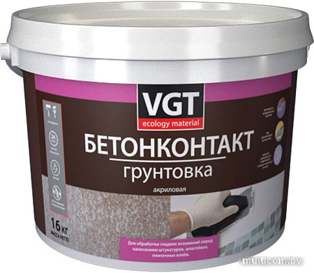 Акриловая грунтовка VGT ВД-АК-0301 Бетонконтакт (3 кг, белый)