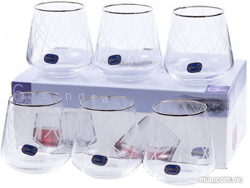Набор стаканов для воды и напитков Bohemia Crystal Sandra 23013/Q9107/290