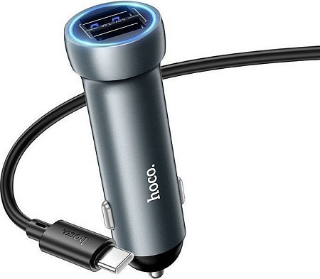 Автомобильное зарядное Hoco Z54 USB Type-C (металлик)