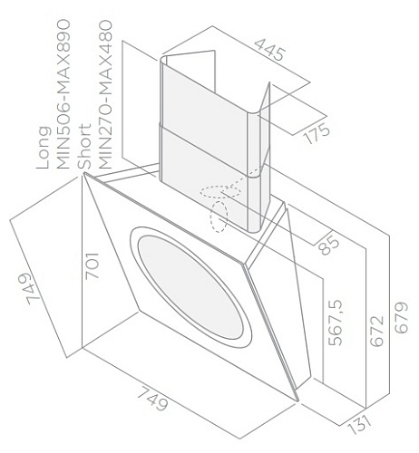 Каминная вытяжка Elica LOOP BL/F/75 BLACK