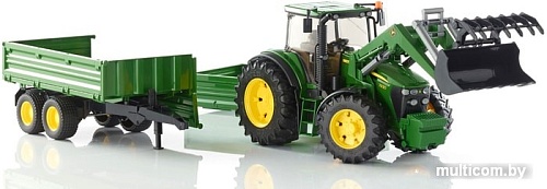 Bruder John Deere 7930 with frontloader and trailer 03055