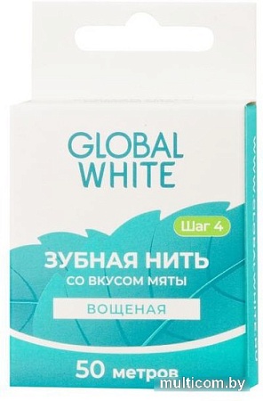 Зубная нить Global White Со вкусом мяты 50 м