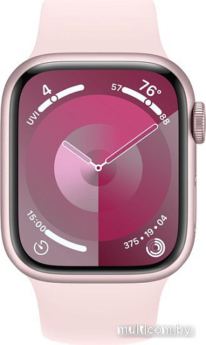 Умные часы Apple Watch Series 9 41 мм (алюминиевый корпус, розовый/розовый, спортивный силиконовый ремешок M/L)