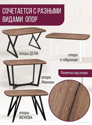 Столешница Millwood Закругленная 115x70x3.6 (дуб табачный Craft)