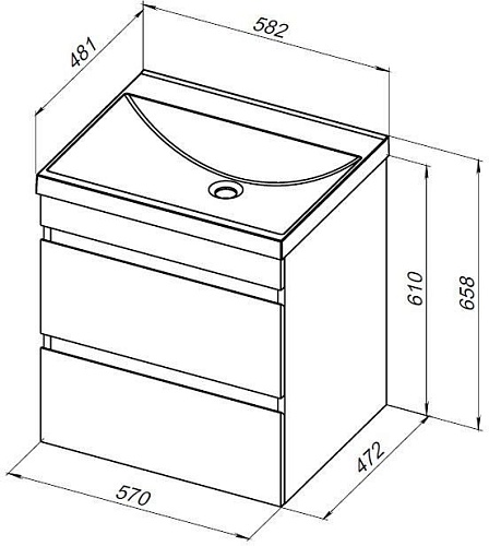 Aquanet Тумба с умывальником Нота New 58 335875 (дуб веллингтон табак)