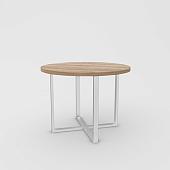 Кухонный стол Hype Mebel Раунд раздвижной 100x100 (белый/дуб галифакс натуральный)
