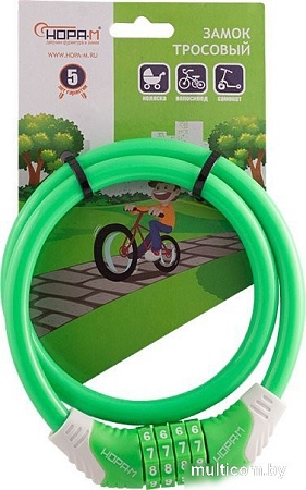Тросовый велосипедный замок Нора-М №31 (ф6x650мм, зеленый)