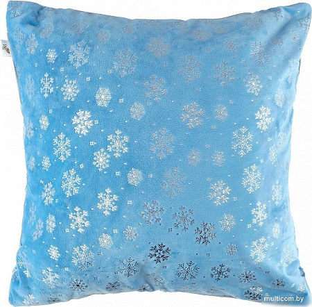 Декоративная подушка Домашняя Мода Новогодний принт (35х35, голубой)