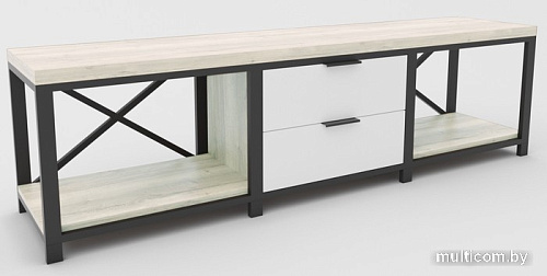 Тумба Hype Mebel Хельга 150x40 (черный-древесина белая)