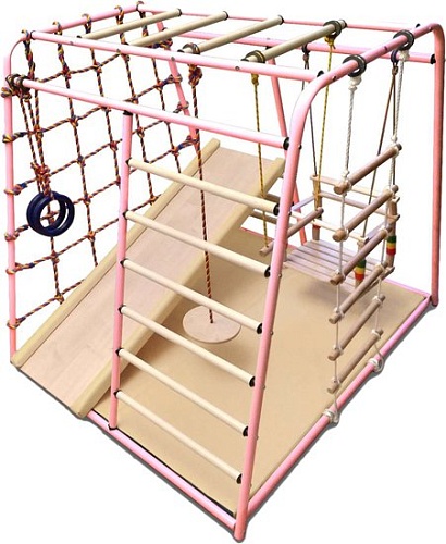 Детский спортивный комплекс Вертикаль Веселый малыш Maxi (горка, мягкие бортики, розовый)