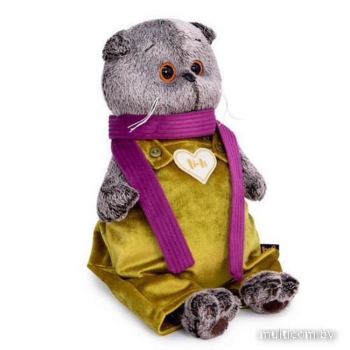 Классическая игрушка BUDI BASA Collection Басик в бархатном комбинезоне Ks22-209 (22 см)