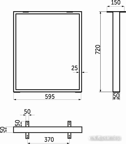 Подстолье для стола AksHome Thor 595x720 (черный)